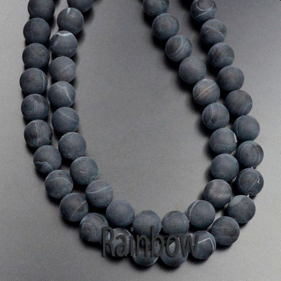 6mm 8mm 10mm Matt Blue stripe Onyx Stone Round stone Loose Beads for jewelry mak