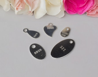 Etiquetas para collar y pulsera de plata de ley 925 maciza, etiquetas para joyería de plata grabada, extremo de cadena para colgante de collar, etiqueta para joyería con dije de regalo