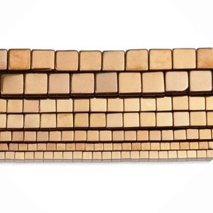 Copper  Hematite Square Cube Metallic Beads, Gemstone loeese Beads, 2mm 3mm 4mm, Jewery making and beading 16'' strand