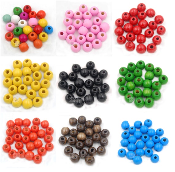 Red Round Natural Wood Beads (12mm)