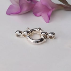 Chiusura a moschettone in argento sterling 925, anello a molla a filo singolo da 10 mm con passante per collana e bracciale