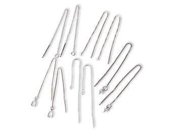 Sterling Silver Ear Thread Earrings,  Box Chain, Earring Making Supplies with Open Loop and Head Pin, Pendant Connector