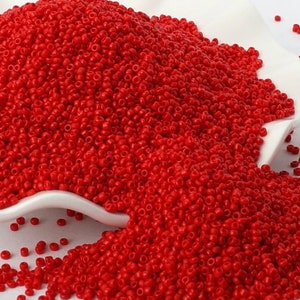 Perline di semi rosse opache, perline rotonde assortite, perline da 2 mm, piccole perline di vetro, 1000 pezzi
