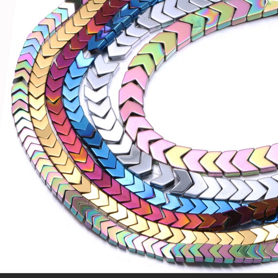 6mm Hematite Arrow bead, Arrowhead Chevron Spacer Bead, V-Shape Beads in Gold Silver Blue Multicolor Green Copper colors