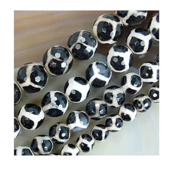 Tibetan Agate Gemstone Faceted Round Loose Beads 15/'/' 6mm 8mm 10mm 12mm 14mm