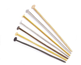 Flat Head Pins Gold/Copper/Rhodium Headpins For Jewelry Findings Making DIY Supplies 100-200pcs