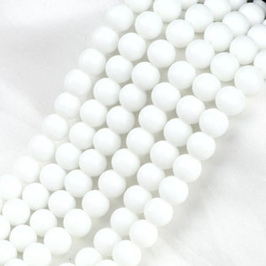 Perle di onice bianco opaco, pietra preziosa rotonda opaca, 4 mm 6 mm 8 mm 10 mm 12 mm