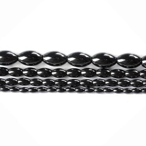 Natural Black Hematite Rice 4x7mm 5x8mm 6x9mm 6x12mm 8x12mm, Oval, Drum 10x12mm 14x18mm gemstone Beads, MAGNETIC, Jewelry making and beading