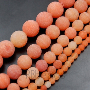 Natural Matte Red Orange Aventurine Beads, 4mm 6mm 8mm 10mm 12mm Round Jewelry Gemstone Stone Beads, 15&#39;5 st. For Jewelry making and Beading