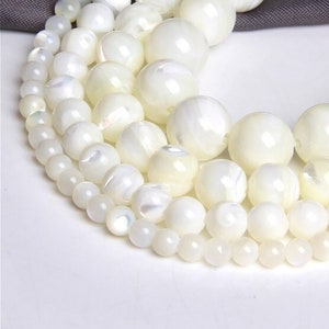 Mother of Pearl Mop shell beads, 2mm 3mm 4mm 6mm 8mm 10mm 12mm round beads strand faceted or smooth