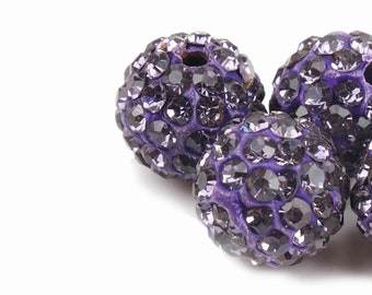 Tanzanite Rhinestone Round Beads, 6mm 8mm 8mm 10mm 12mm  Disco Ball Beads, Chunky Beads, Acrylic Beads