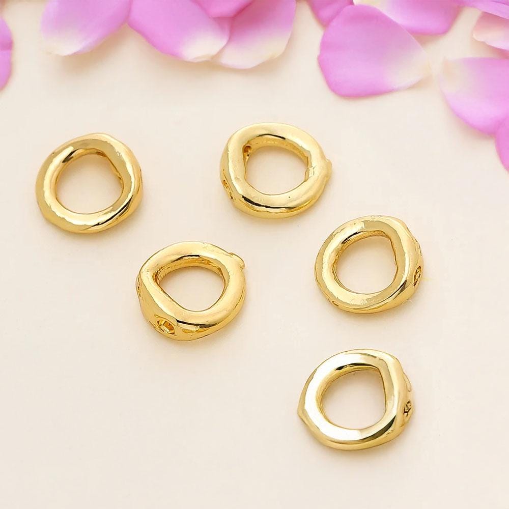 Double Hole Bead Tip Connectors, 14K 18K Gold Color Plated Brass End ...