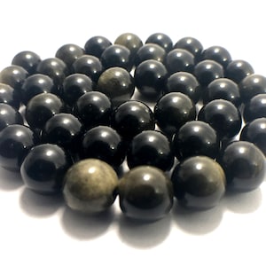 Natural Black Golden Obsidian beads, Gemstone Beads, 4mm 8mm 10mm 12mm 14mm 16mm 18mm Natural Round Stone Beads, 15&#39;&#39;5 strand