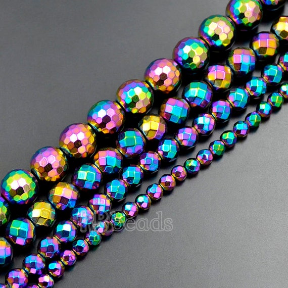 Natural Faceted Multi Color Hematite Beads 4mm 6mm 8mm 10mm Etsy