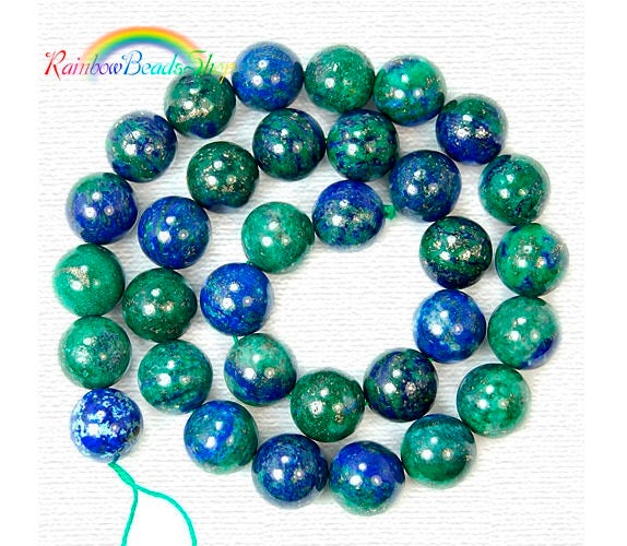 Perle rotonde lisce di malachite verde crisocolla blu naturale estremamente rare da 6 mm, 8 mm e 10 mm, filo da 15,5. - Italia Perle rotonde lisce di malachite verde crisocolla blu naturale estremamente rare da 6 mm, 8 mm e 10 mm, filo da 15,5. - Italia