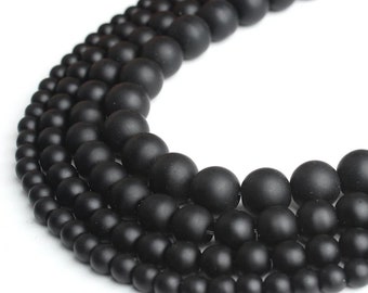 Matte Black Onyx beads, 3mm 4mm 6mm 8mm 10mm 12mm 14mm Round Beads, Stone Spacer Beads  15'' strand,
