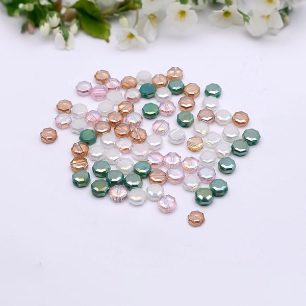 Perles de verre carrées à facettes, cristal de couleur vive, polygone 8 mm, mélange multicolore pour bijoux DIY, fabrication de sacs, fournitures créatives, intercalaire en vrac