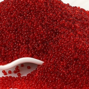 Perline di semi rosse trasparenti, perline di vetro piccole 12/0 da 2 mm, perline rotonde, trasparenti, 1000 pezzi