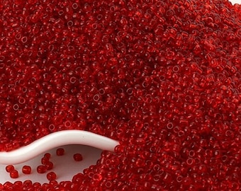 Perlas de vidrio transparentes rojas, 2 mm, 12/0, pequeñas cuentas redondas, transparentes, 1000 piezas