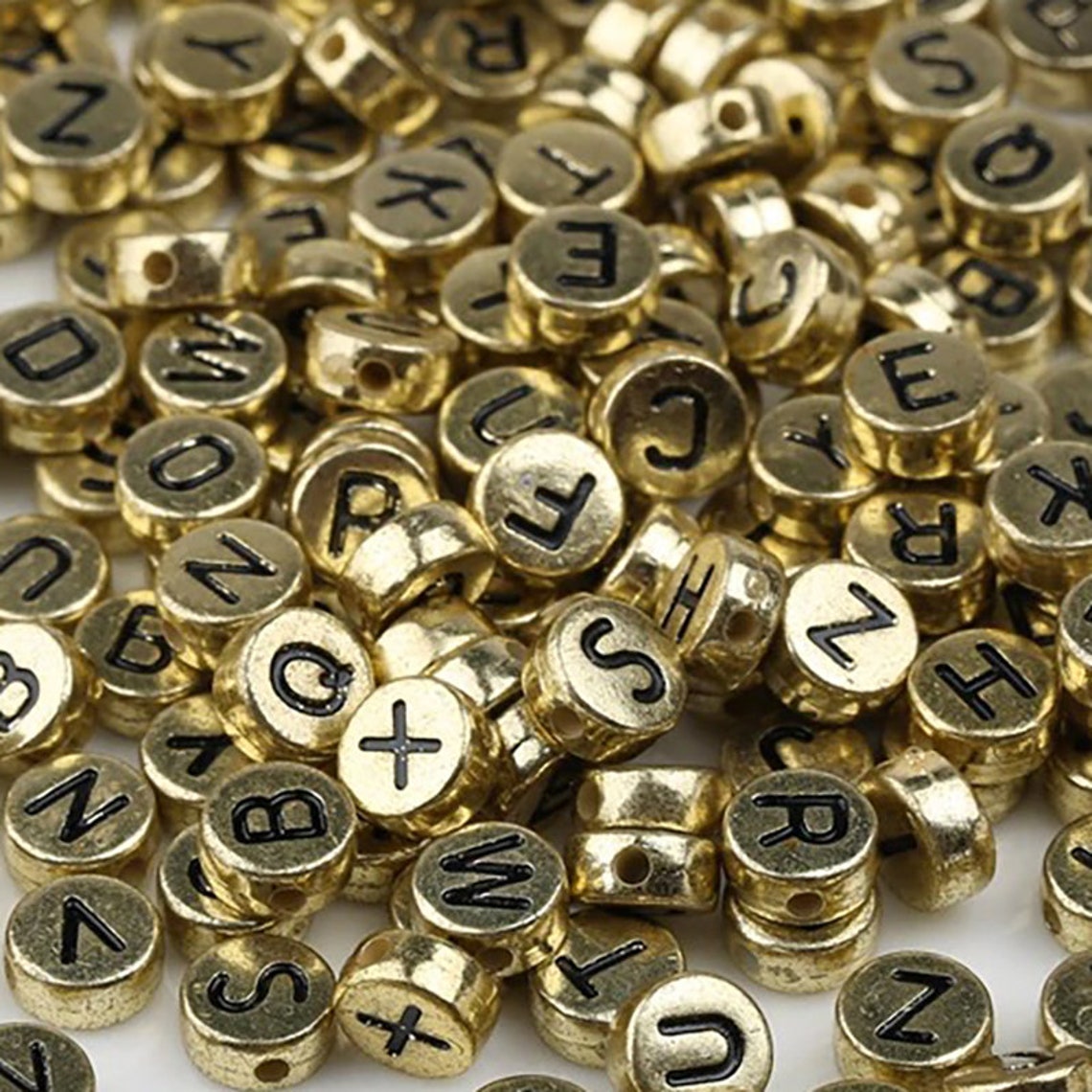 Gold ABC Round Letter Beads 7mm AZ Multi Coloured Mixed Etsy