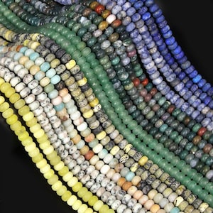 Matte Rondelle Gemstone Spacer Beads for Jewelry Making, 6mm-8mm, Natural and Treated Stones, Lapis Lazuli, Onyx, Tiger Eye, and More
