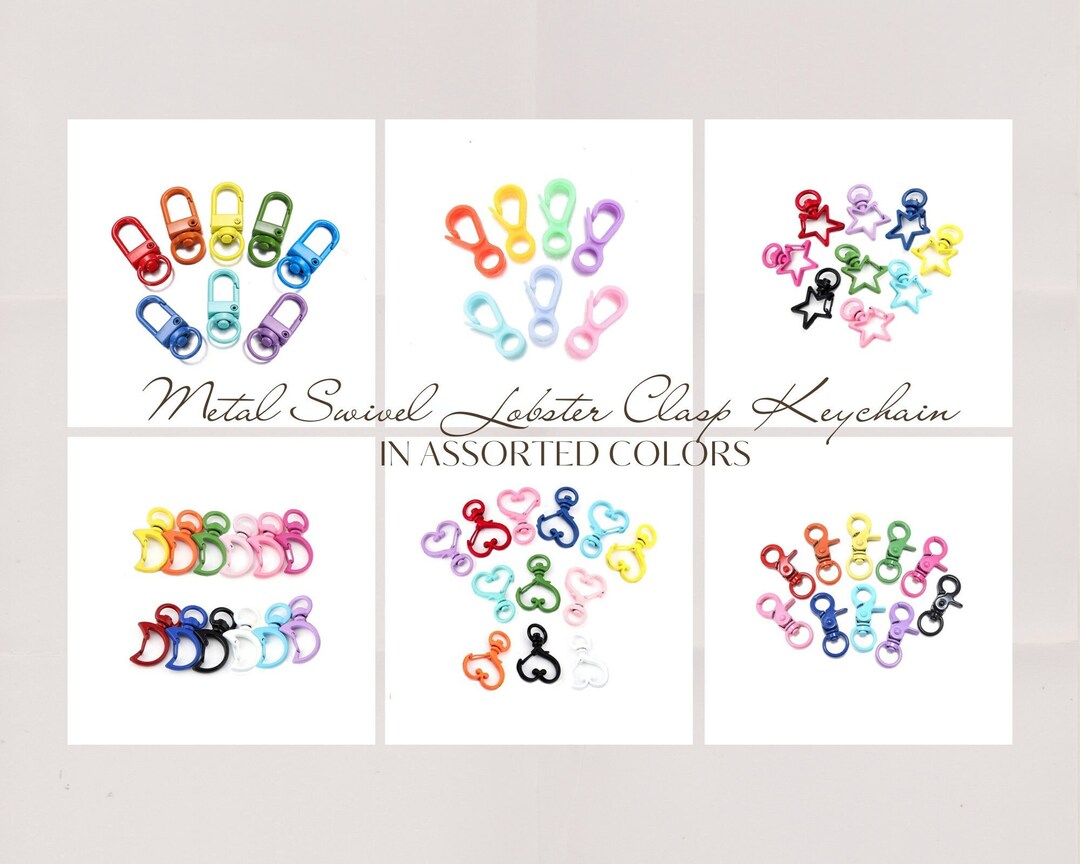 Swivel Lobster Keychain Clasp, Metal Carabiner Jewelry Clasp, Assorted