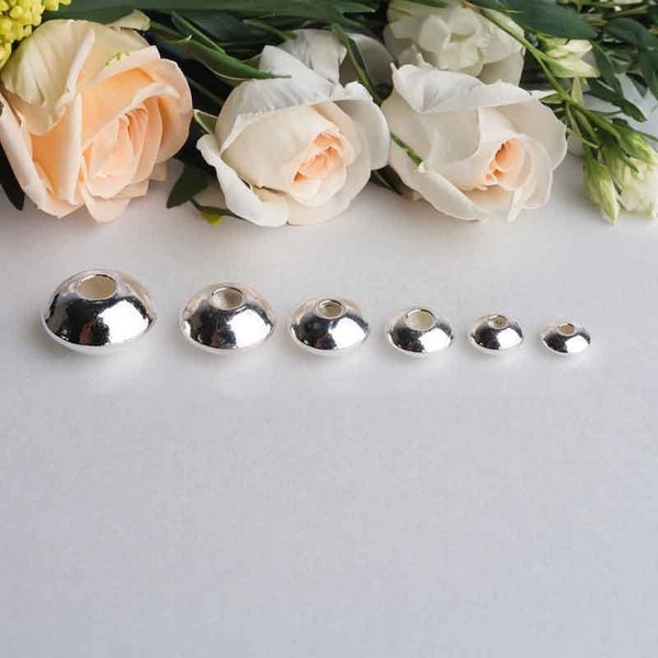 Rondelle en argent sterling 925, perles amples, spatules à disque soucoupe de 3 à 8 mm pour perles