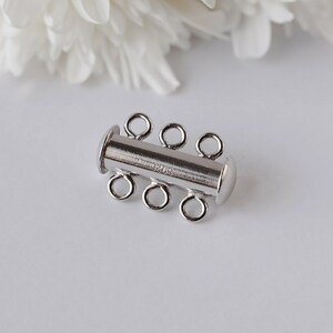 Detangler Tube Schiebeverschluss aus 925 Sterling Silber, 3-Strang Schnalle für Layering Ketten und Armbänder