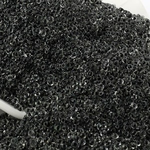 Perline di semi trasparenti con rivestimento nero, piccole perline rotonde in vetro da 2 mm, trasparenti, 1000 pezzi