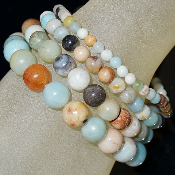 Multicolor Amazonite Gemstone Bracelet Crystal Healing Beaded - Etsy