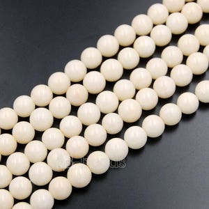 Perline rotonde di corallo di bambù tinto bianco, perline di pietre preziose per la creazione di gioielli, 2 mm-10 mm, filo da 15,5''