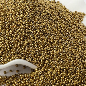 Perline di semi in oro opaco, piccole perle rotonde in vetro da 2 mm 12/0, 1000 pezzi