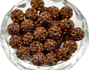 Smoked Topaz Rhinestone Round Beads, 6mm 8mm 8mm 10mm 12mm  Disco Ball Beads Chunky Beads, Acrylic Beads