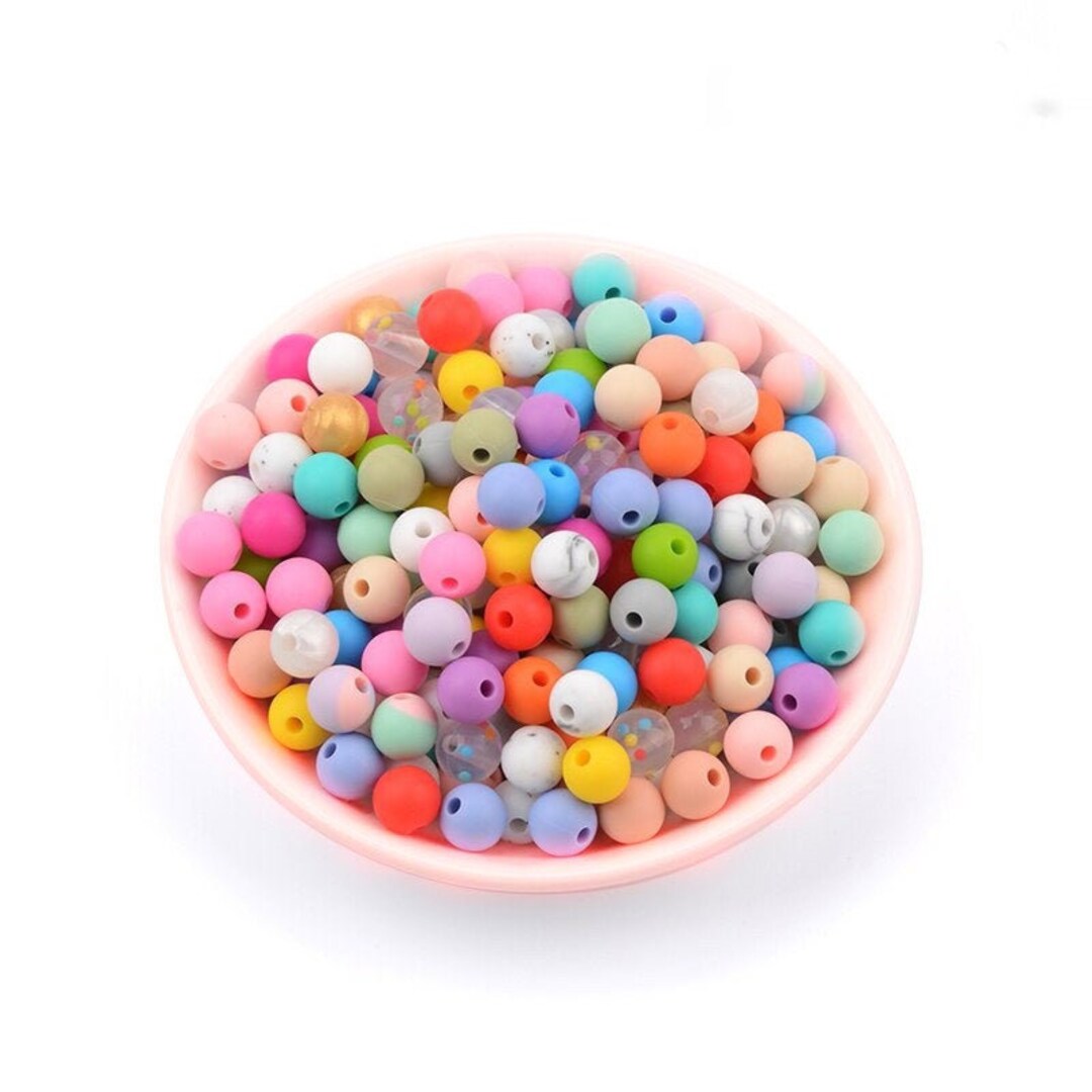 9 12 15 19mm Mixed Silicone Beads, BPA Safe Round Silicone Food Grade