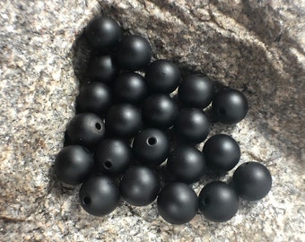 Matte Black Agate (Onyx) beads, Onix Frosted Wholesale Gemstone Beads, Round Natural Stone Jewelry Beads, 4mm 6mm 8mm 10mm 12mm 5-200pcs