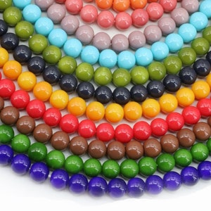 Coated Czech Glass Pearl Smooth Round Beads, 4mm 6mm 8mm 10mm 12mm Mixed Opaqu loose beads For jewelry making and beading 16'' str