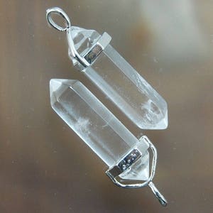 Natural Clear Quartz double Terminated,  Point Pendant beads, Gemstone, Crystal,  Stone bead, Rock  pendant