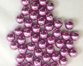 Purple Czech Glass Pearl Round Beads, 100pcs for all size - 3mm 4mm 6mm 8mm 10mm 12mm 14mm, Opaqu loose beads For jewelry making and beading