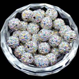 Clear AB Rhinestone Round Beads, 6mm 8mm 8mm 10mm 12mm  Disco Ball Beads, Chunky Beads, Acrylic Beads