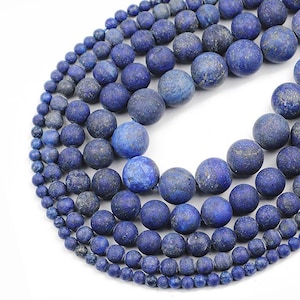Matte Lapis Lazuli Beads, Blue Matte stone Beads, 4mm 6mm 8mm 10mm 12mm Stone Beads, Round Beads