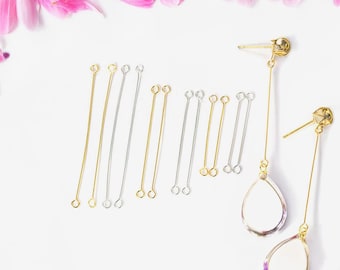 15-45mm Stainless Steel Double Eye Pins, Durable Components for DIY Jewelry Making, For Handmade Accessories and Craft Projects, 50pcs