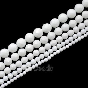 Perline di onice bianco sfaccettato, pietre preziose da 2 mm, 3 mm, 4 mm, 6 mm, 8 mm, 10 mm, 12 mm, perline rotonde naturali, perline di pietra per gioielli,