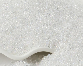 Rocailles blanches AB translucides, petites perles de verre 12/0 2 mm, perles rondes irisées, 1000pcs