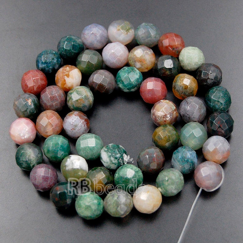 Natural Faceted Indian Agate Beads Green Gemstone Beads - Etsy