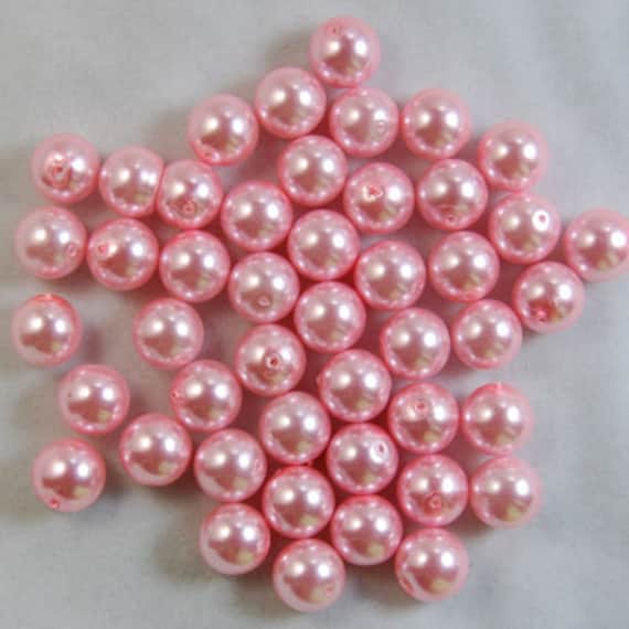 Pink 6mm Glass Pearls Pink Czech Glass Pearl Round Beads