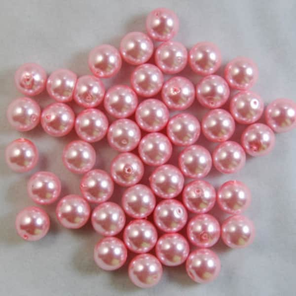 Pink Czech Glass Pearl Round Beads, 100pcs for all size - 3mm 4mm 6mm 8mm 10mm 12mm 14mm, Opaqu loose beads For jewelry making and beading