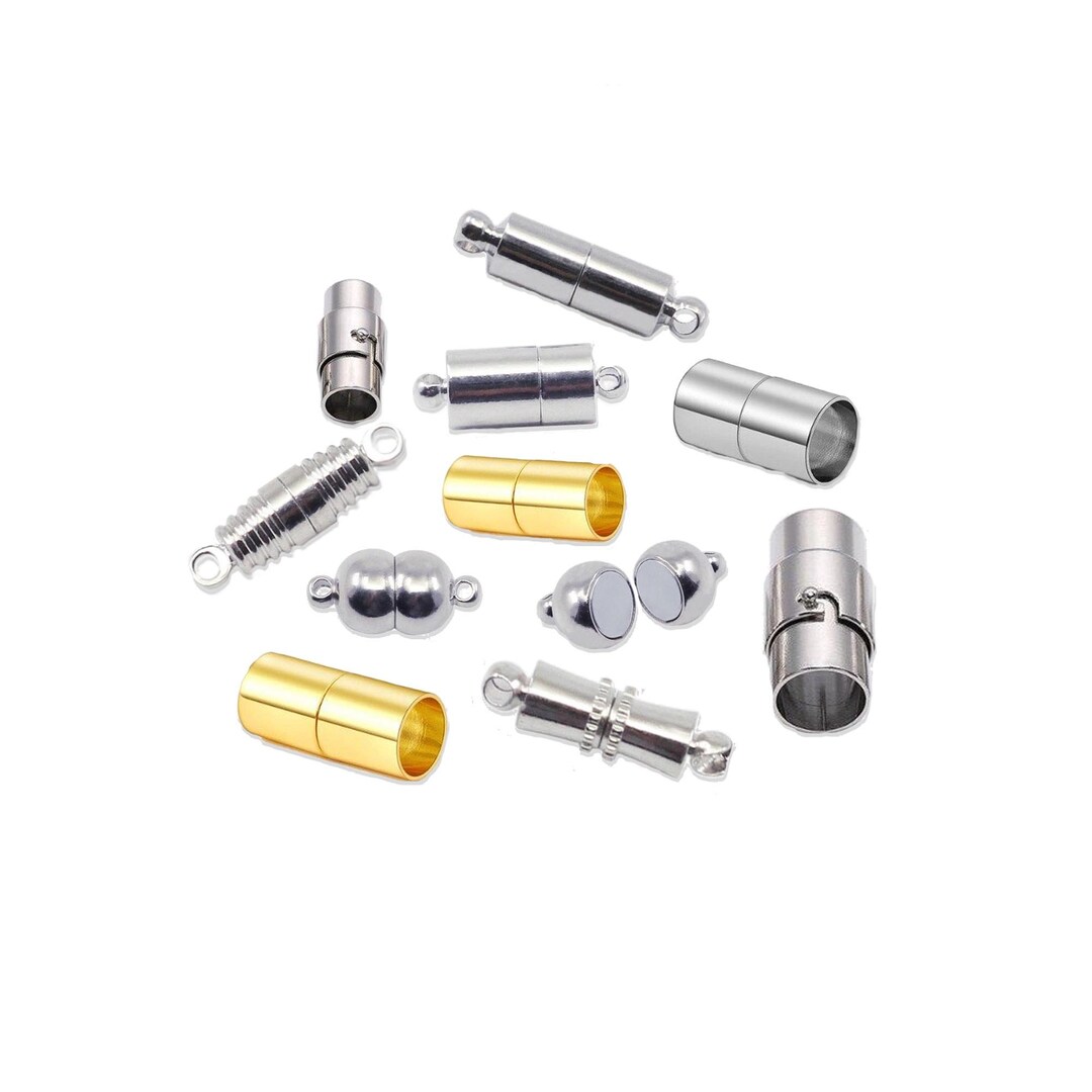 Stainless Steel Tube Clasp, Barrel Easy Clasp for Leather Cord