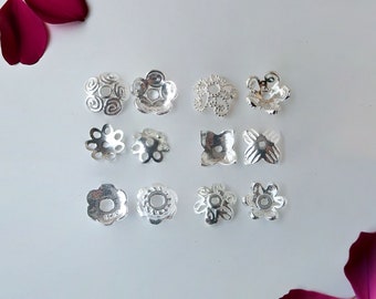 Solid 925 Sterling Silver Bead Caps, Fancy Flower Bead Caps for Loose Beads, Spacer Beads Caps, Bracelet Beads Cap, Jewelry Making Supplies