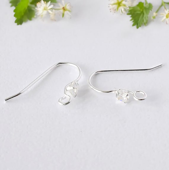 CZ French Hook 925 Sterling Silver Earring Wires Findings Jewelry