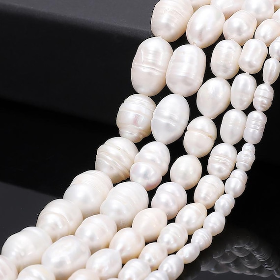 10~11mm Natural Cultured Freshwater Pearl Beads Rice Shape White Loose  Beads Hole: 0.8 mm